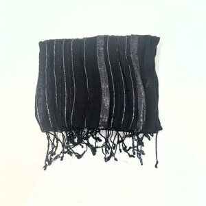 Awesome Black with silver Streaks Very Soft Thin & Lightweight Fashion Scarf